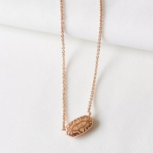 Kendra Scott "Elisa" Rose Gold Drusy Logo Necklace - Picture 2 of 4
